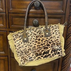 Leopard print Myra Bag with Gold Accents